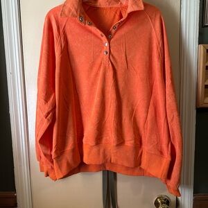 Vibrant Orange Women's Snap Collar Sweatshirt